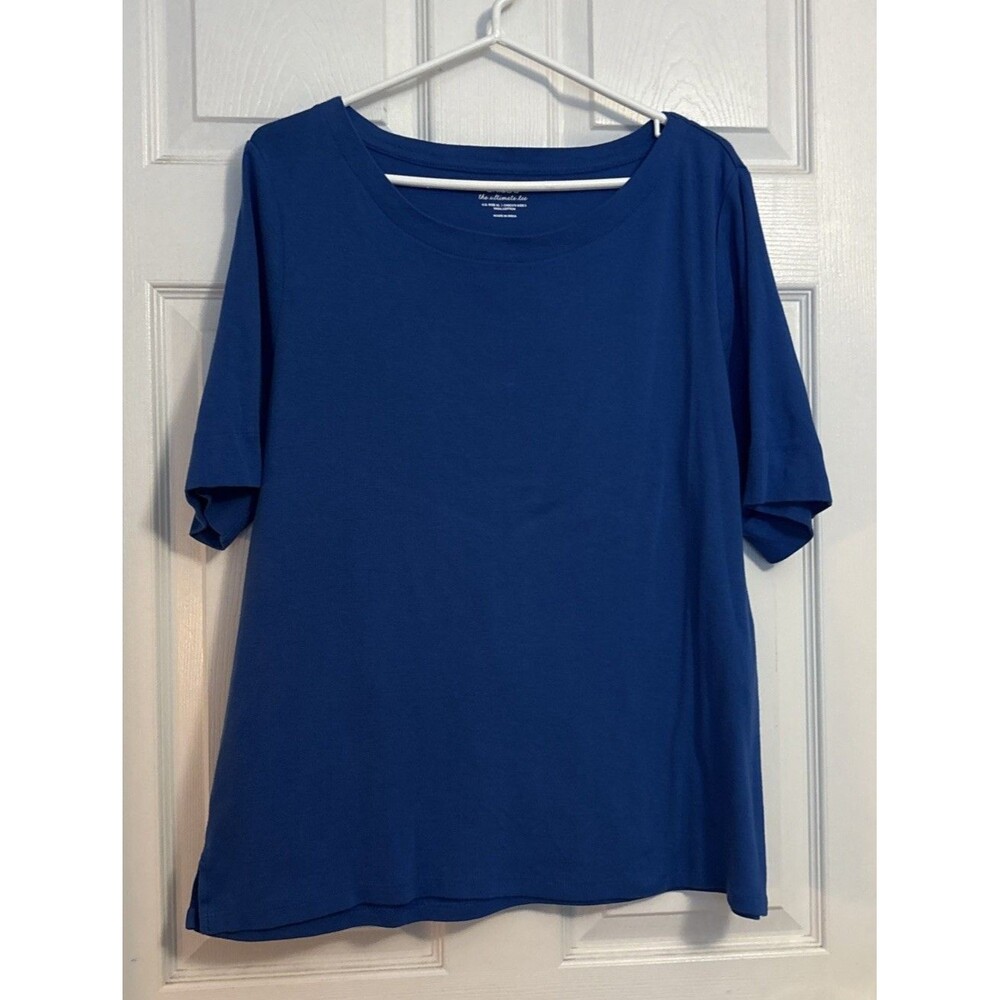 Chico's Design Women’s Blue Ultimate Tee Lightweight Comfy Shirt Top, Sz (3) XL